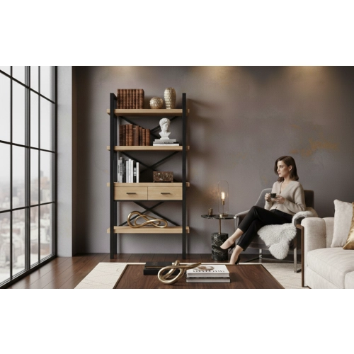 REGAŁ NA KSIĄŻKI DREWNO LITE  DĄB JESION OLCHA RNK-6